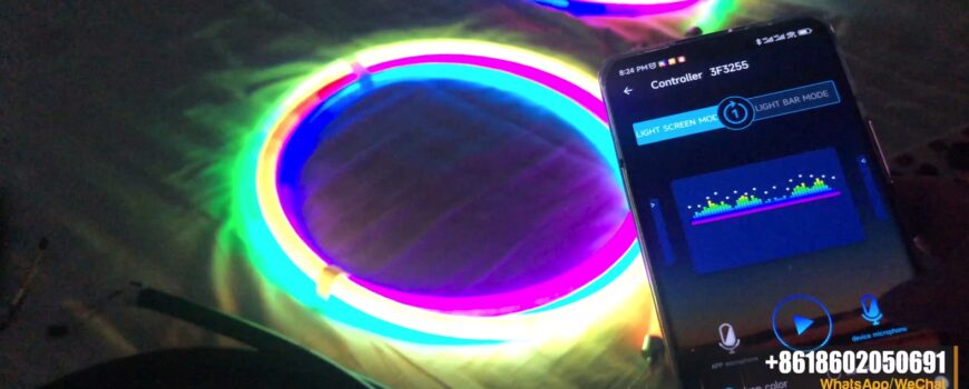 Mobile App control black round magic led neon flex
