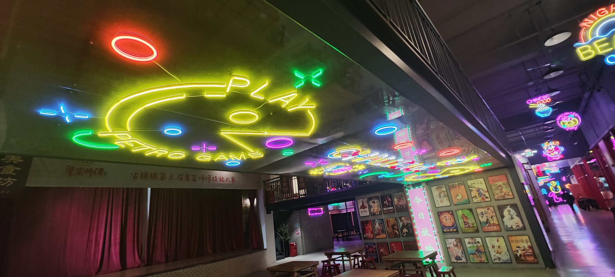 led neon sign food street project ceiling hanged